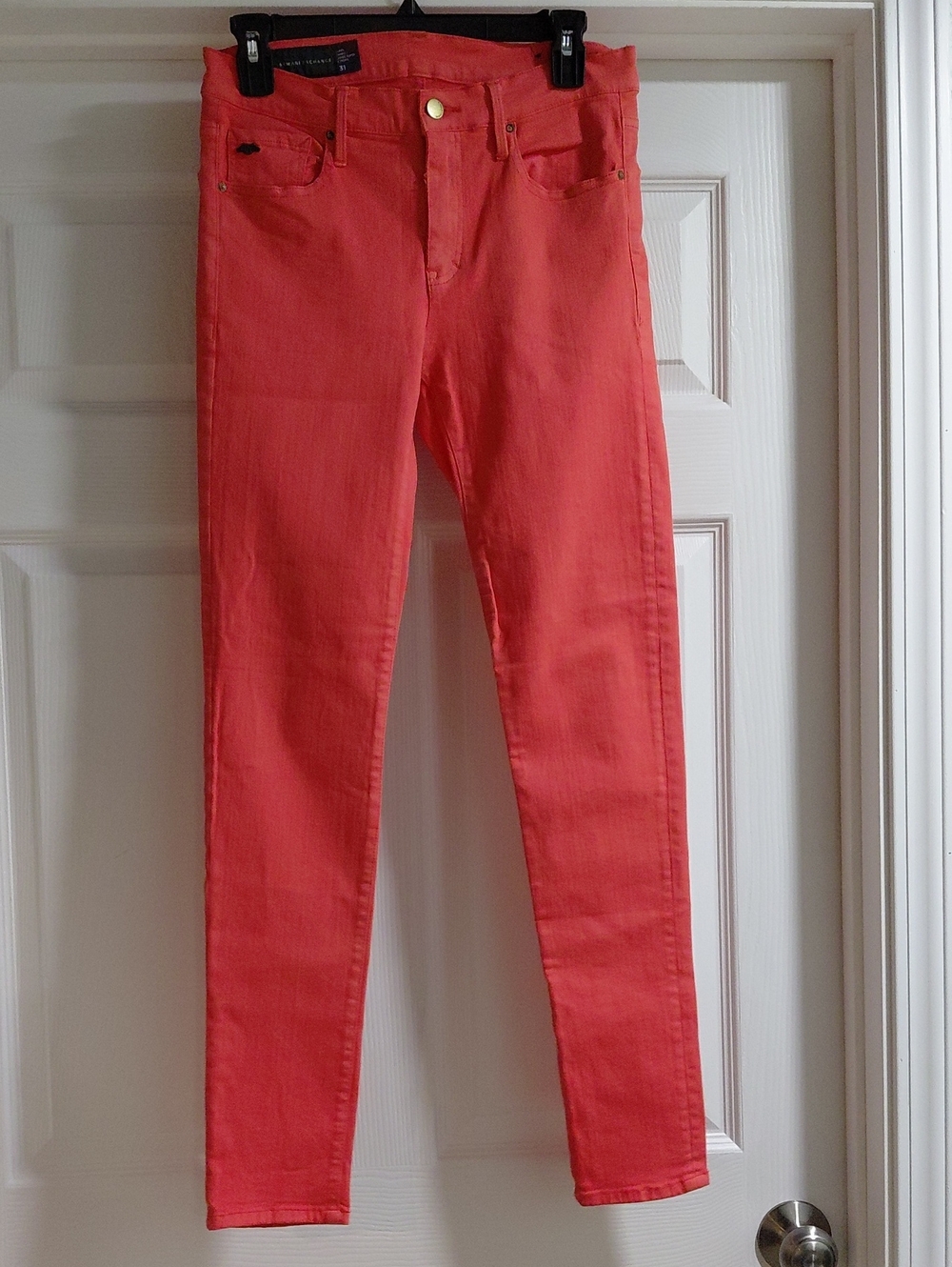 Armani Exchange Coral-Red Skinny Jeans